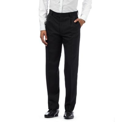 The Collection Big and tall black pleat front herringbone smart trousers